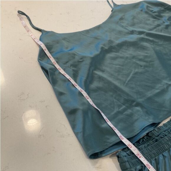 Parade Luxe Satin Lightweight Smooth Teal Blue Pajama Cami Short Set Size 3X - Picture 5 of 8